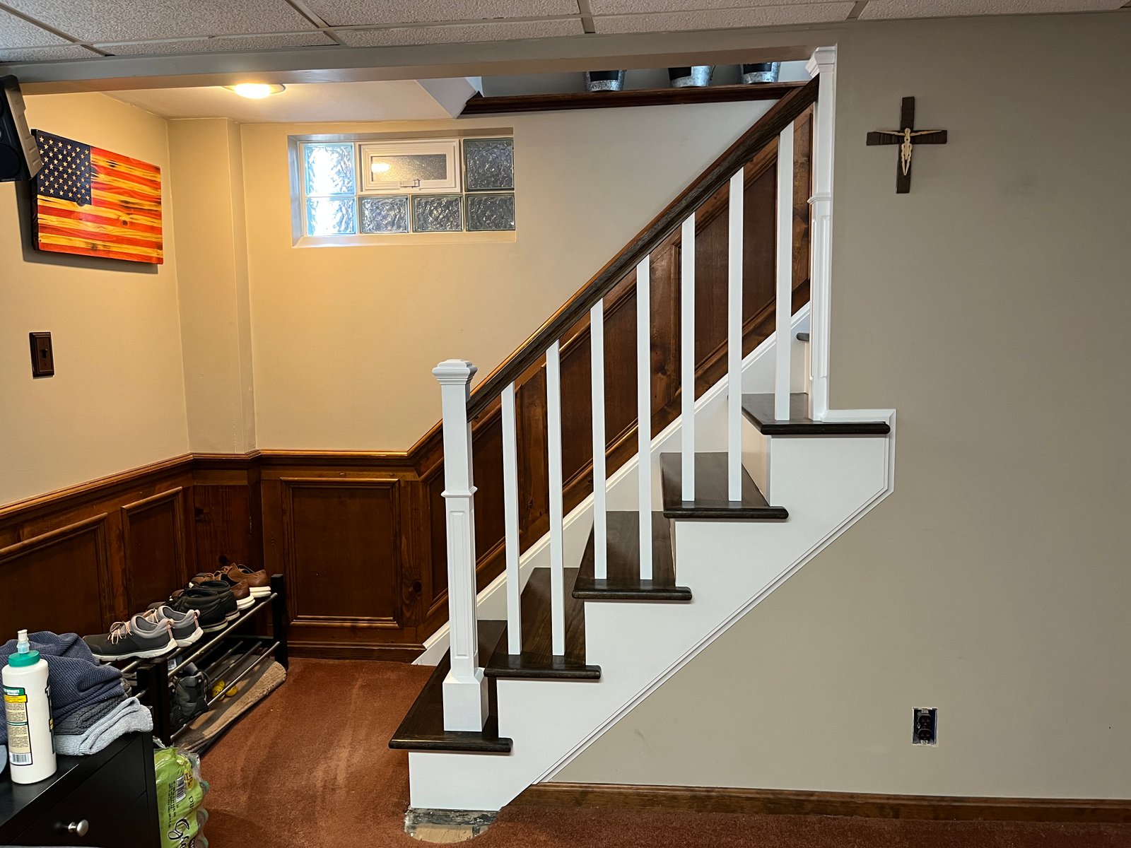 Finished stair rail and treads