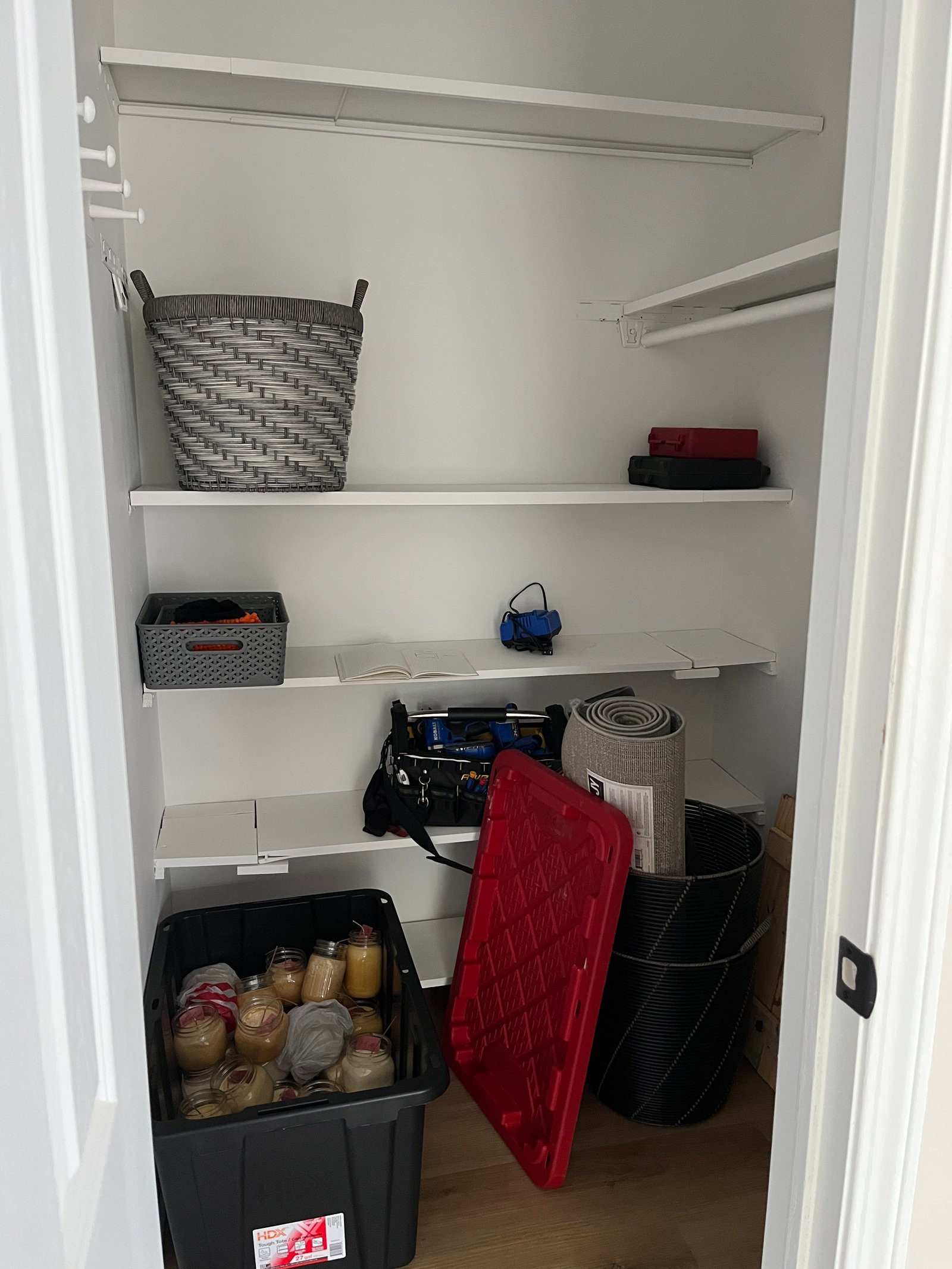 Closet shelving before upgrade