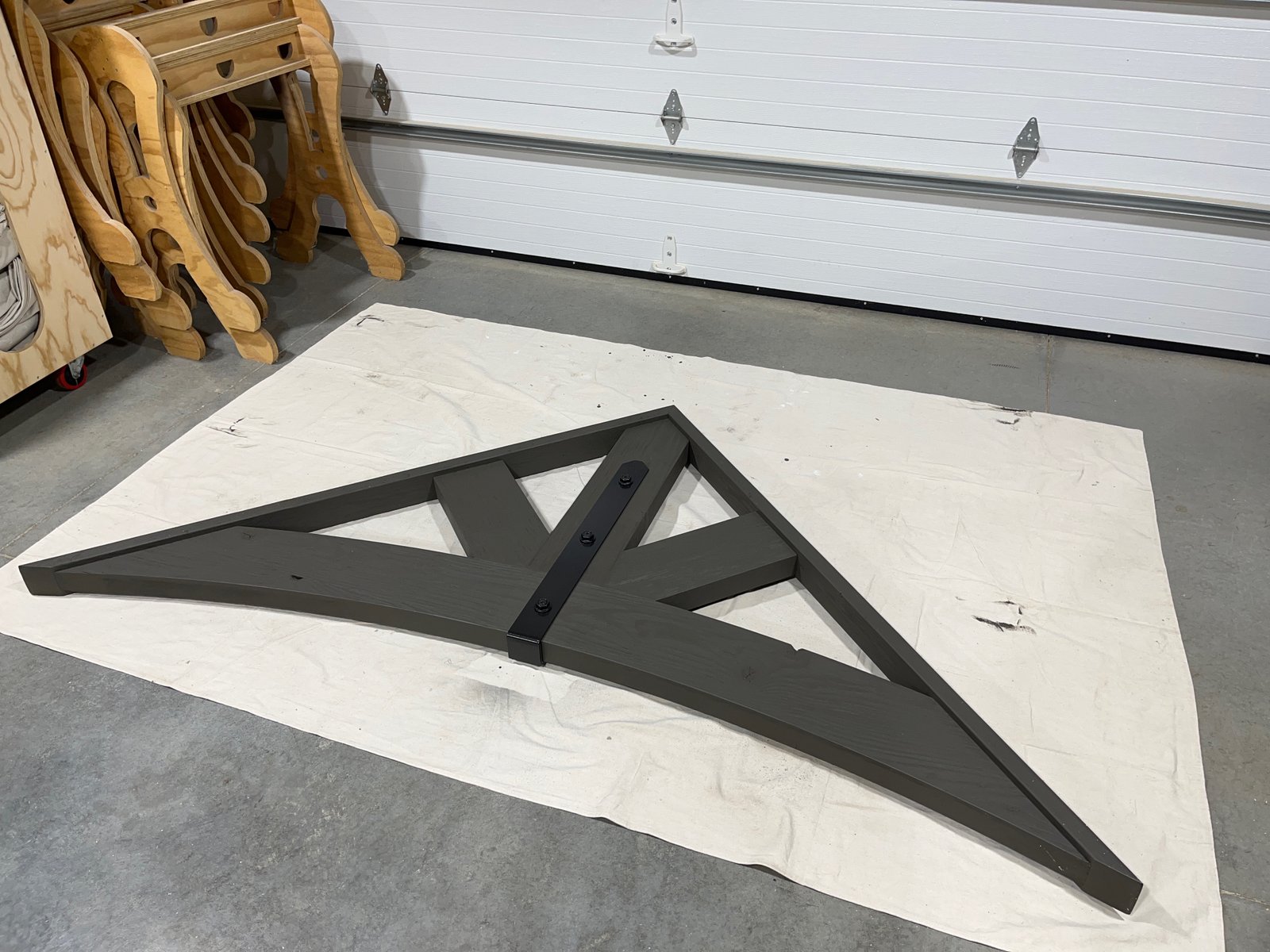 Finished gray exterior truss