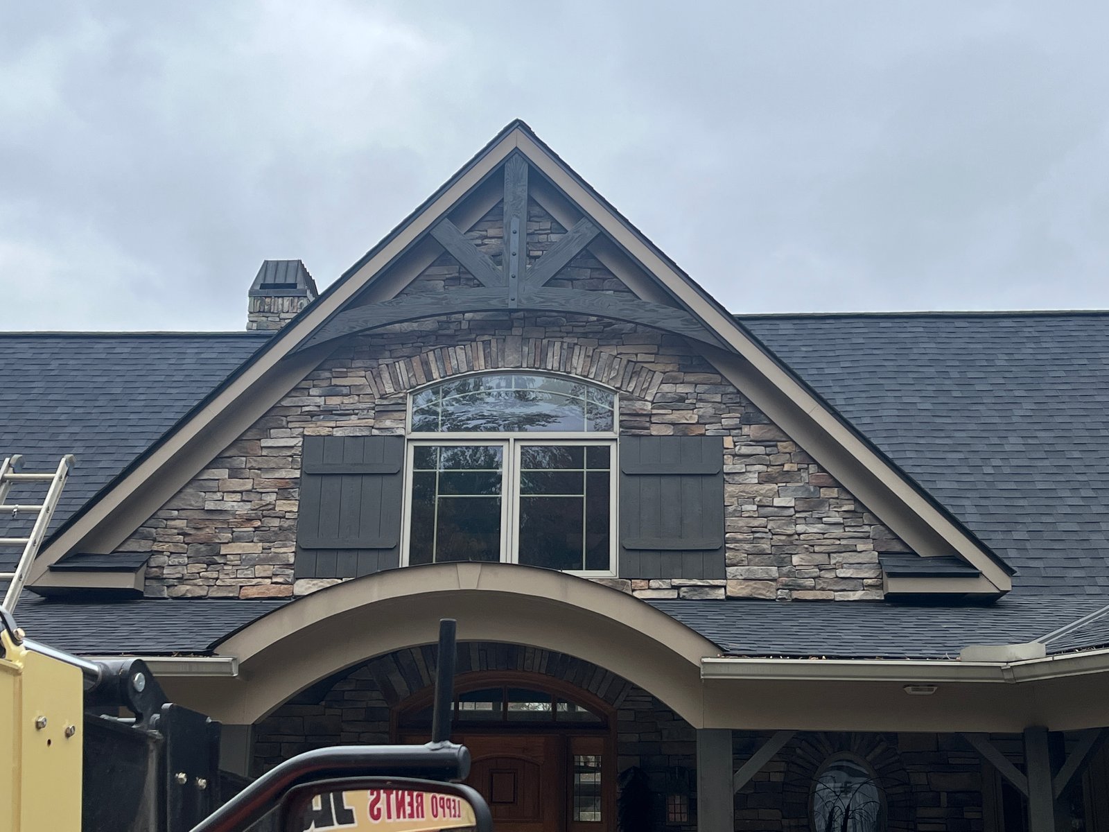 Side view of home with millwork details